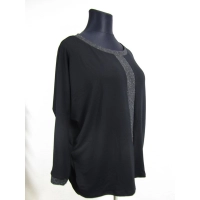 Tunika Bella luźna oversize ze srebrnymi wstawkami - czarna